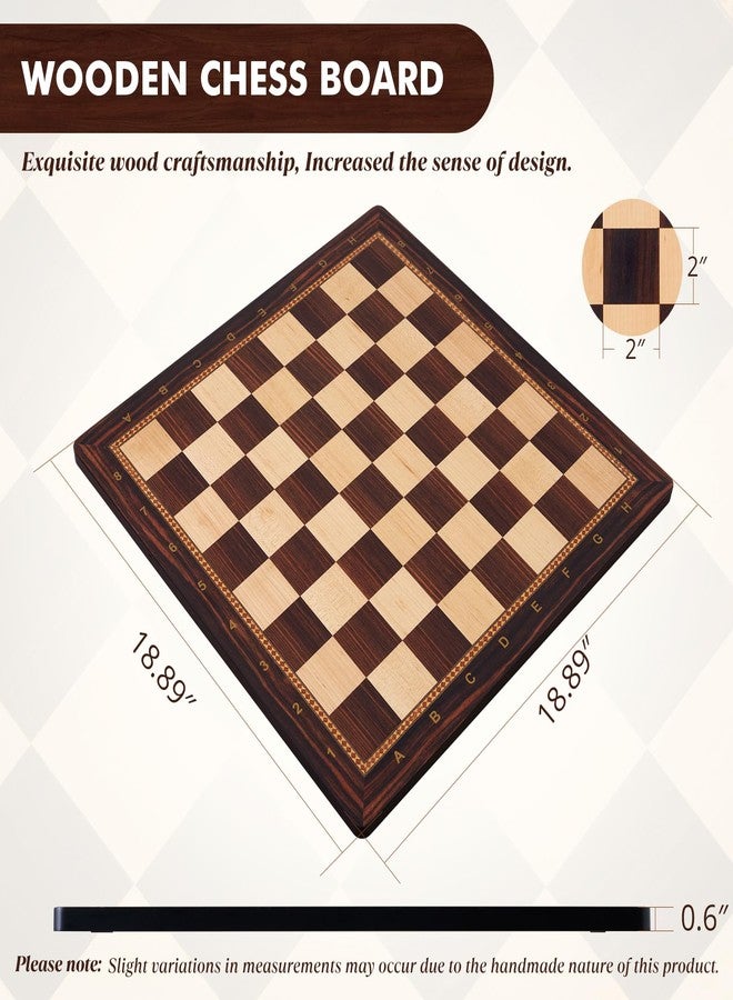 Peradix Wooden Chess Board 18.89 Inch Professional Tournament Chessboard with Storage Bag, Premium Luxury Board Game for Adults, Kids and Family Game Night & Gift Packages, Board Only No Pieces - Image 3